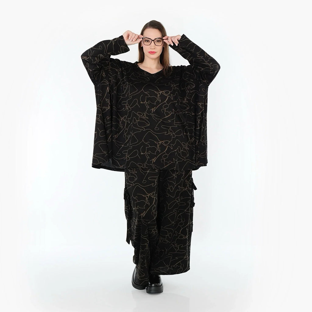 AKH Fashion 7125 Pantalon, Noir-Marron