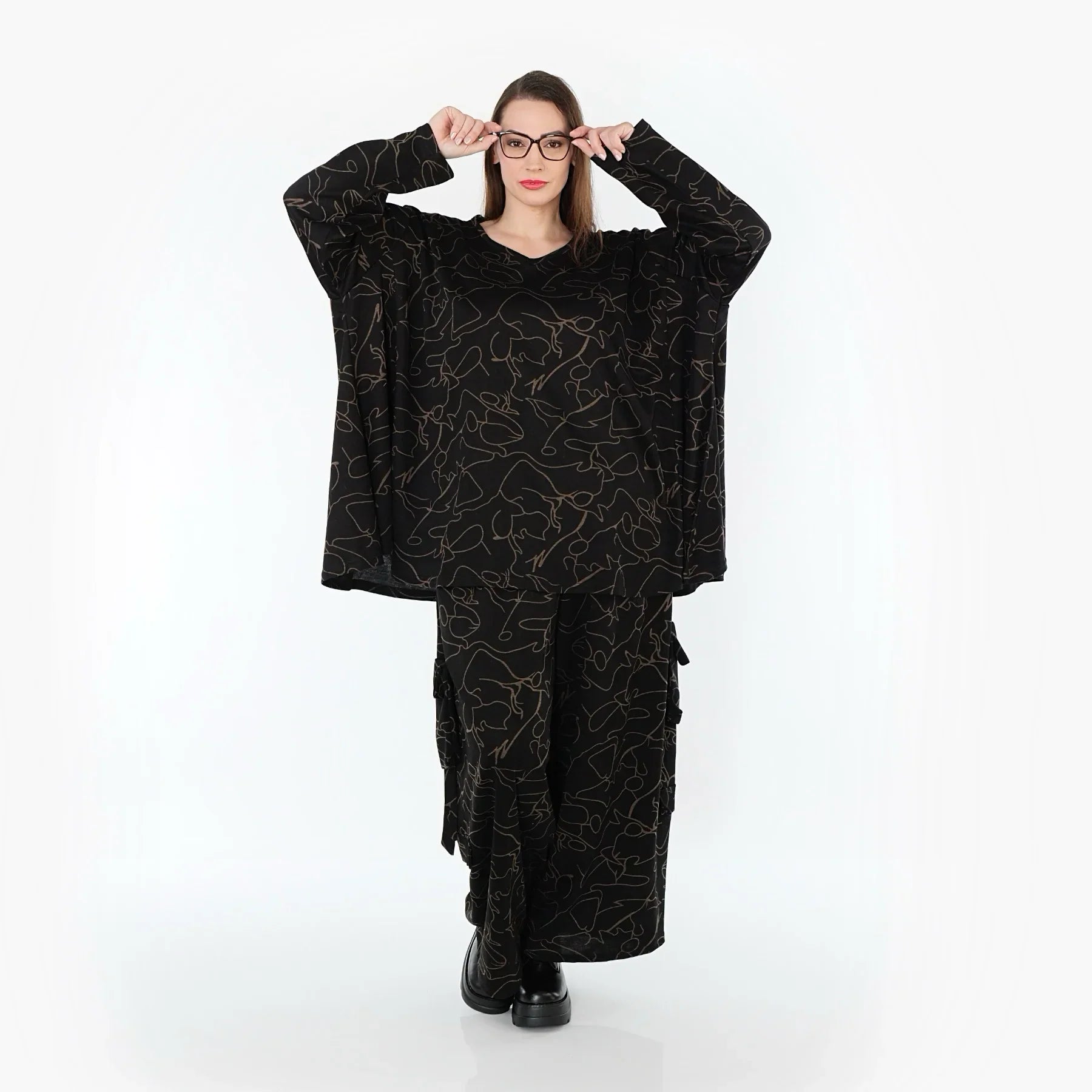 AKH Fashion 7125 Pantalon, Noir-Marron