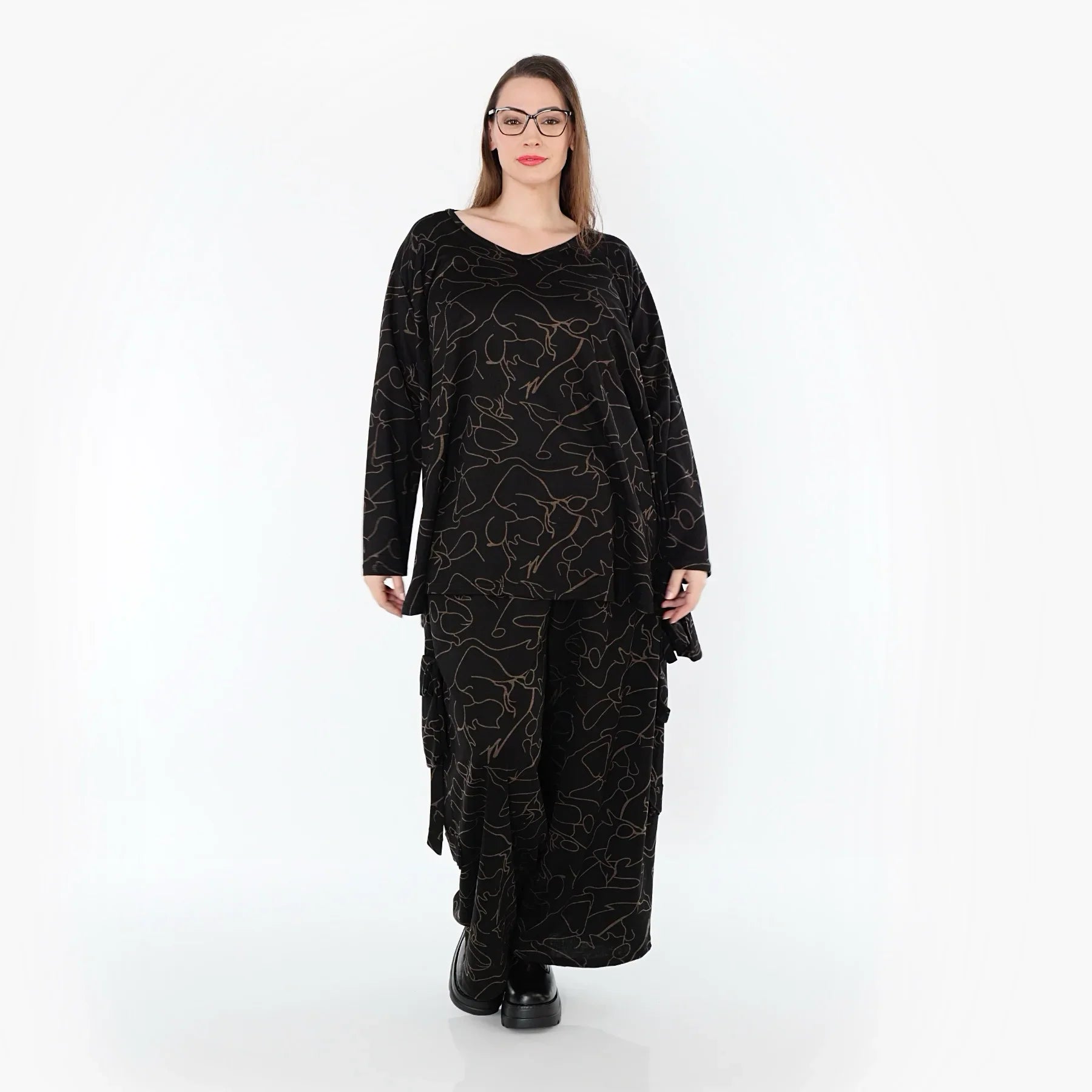 AKH Fashion 7125 Pantalon, Noir-Marron
