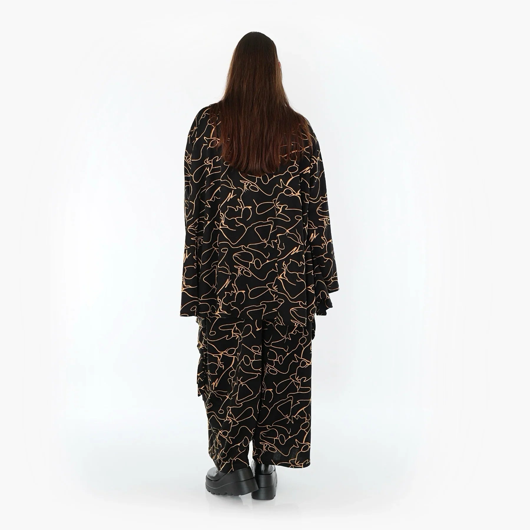 AKH Fashion 7125 Pantalon, Noir-Orange