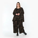 AKH Fashion 7125 Pantalon, Noir-Orange
