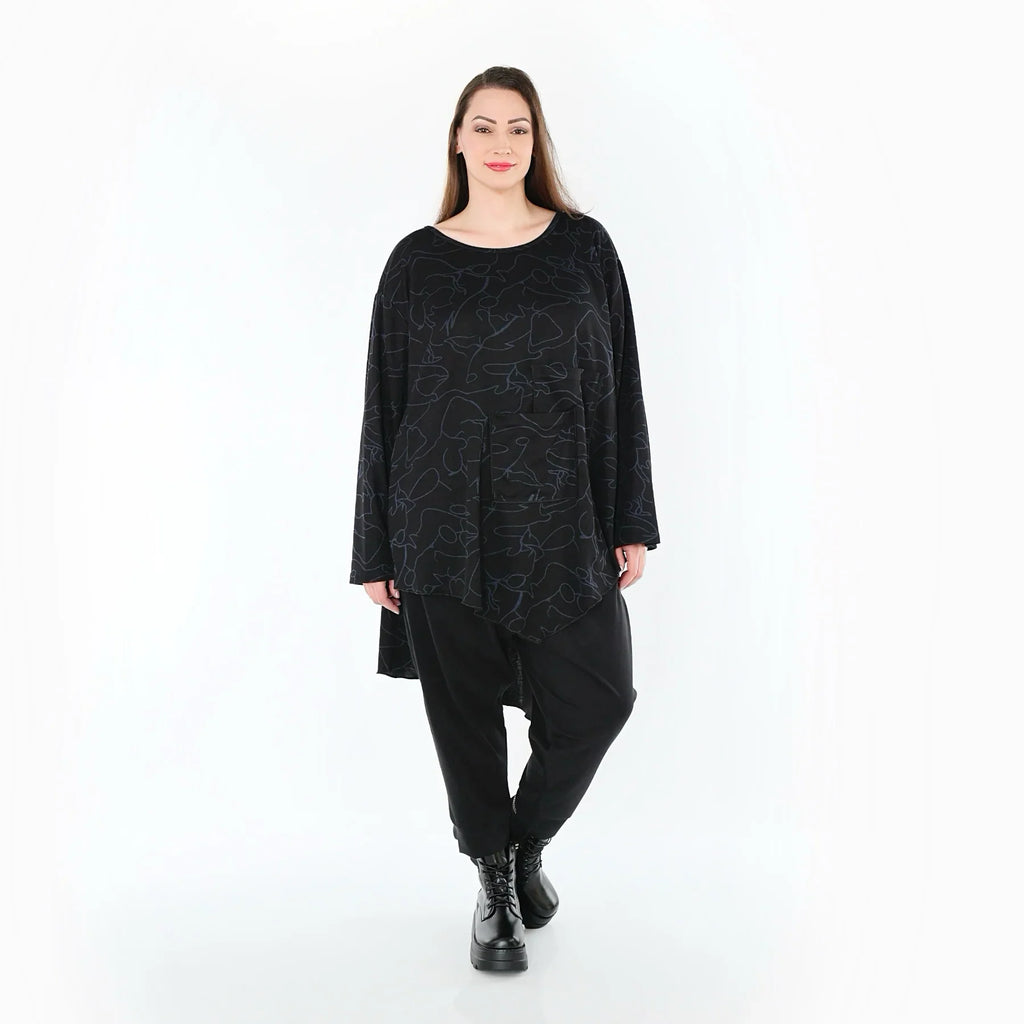 AKH Fashion 7138 Big Shirt, Noir-Bleu