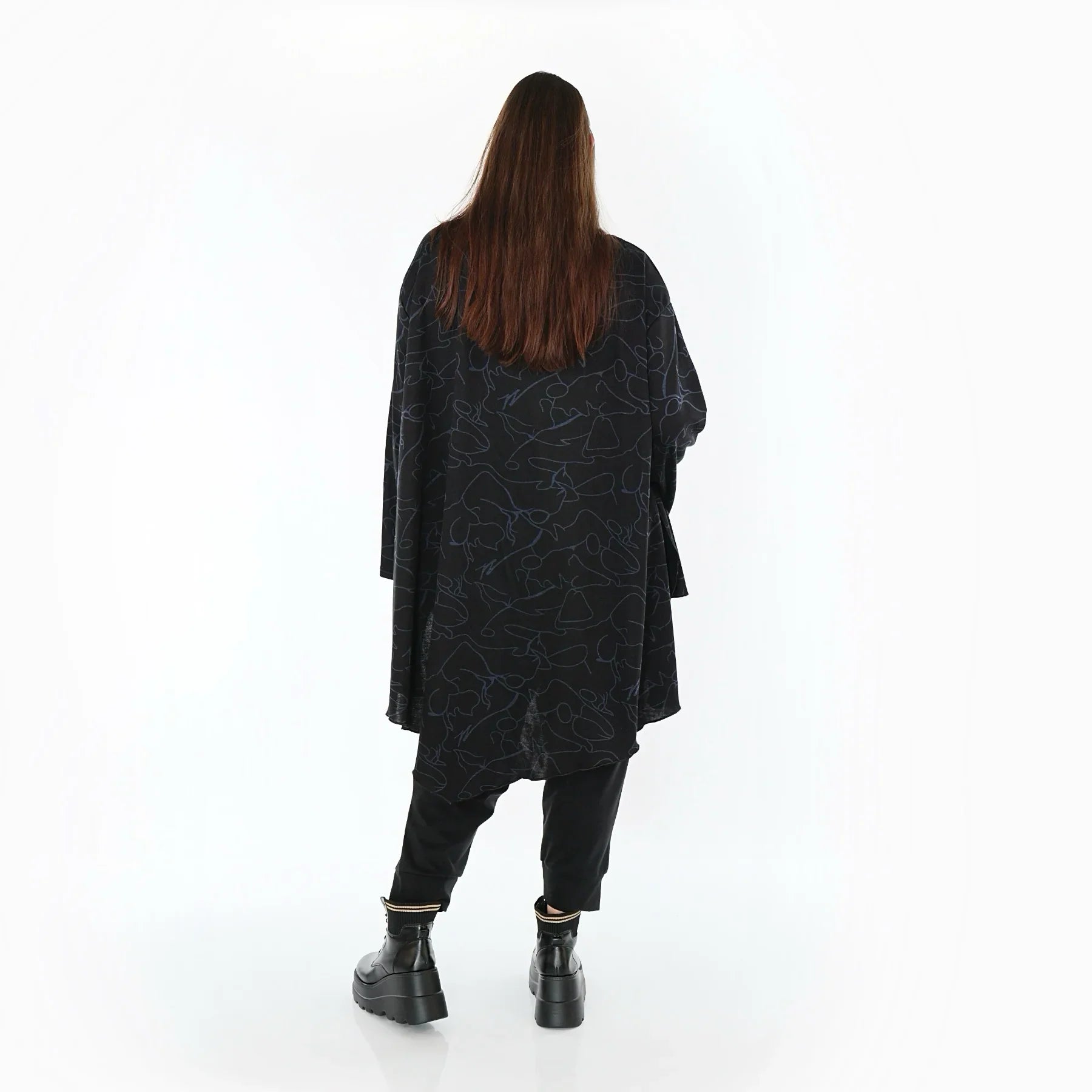 AKH Fashion 7138 Big Shirt, Noir-Bleu