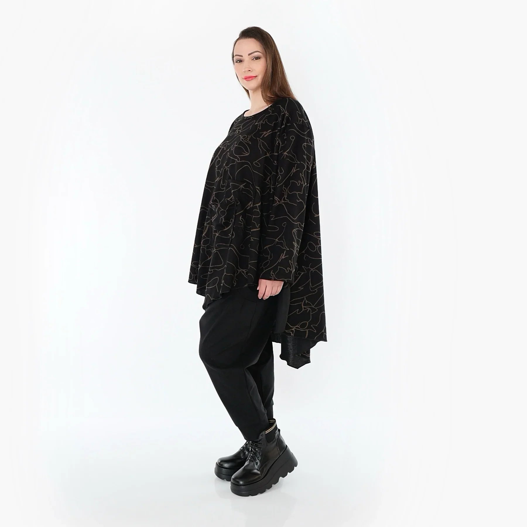 AKH Fashion 7138 Big Shirt, Noir-Marron