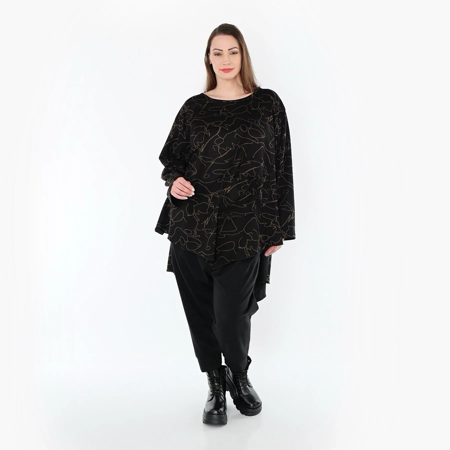 AKH Fashion 7138 Big Shirt, Noir-Marron