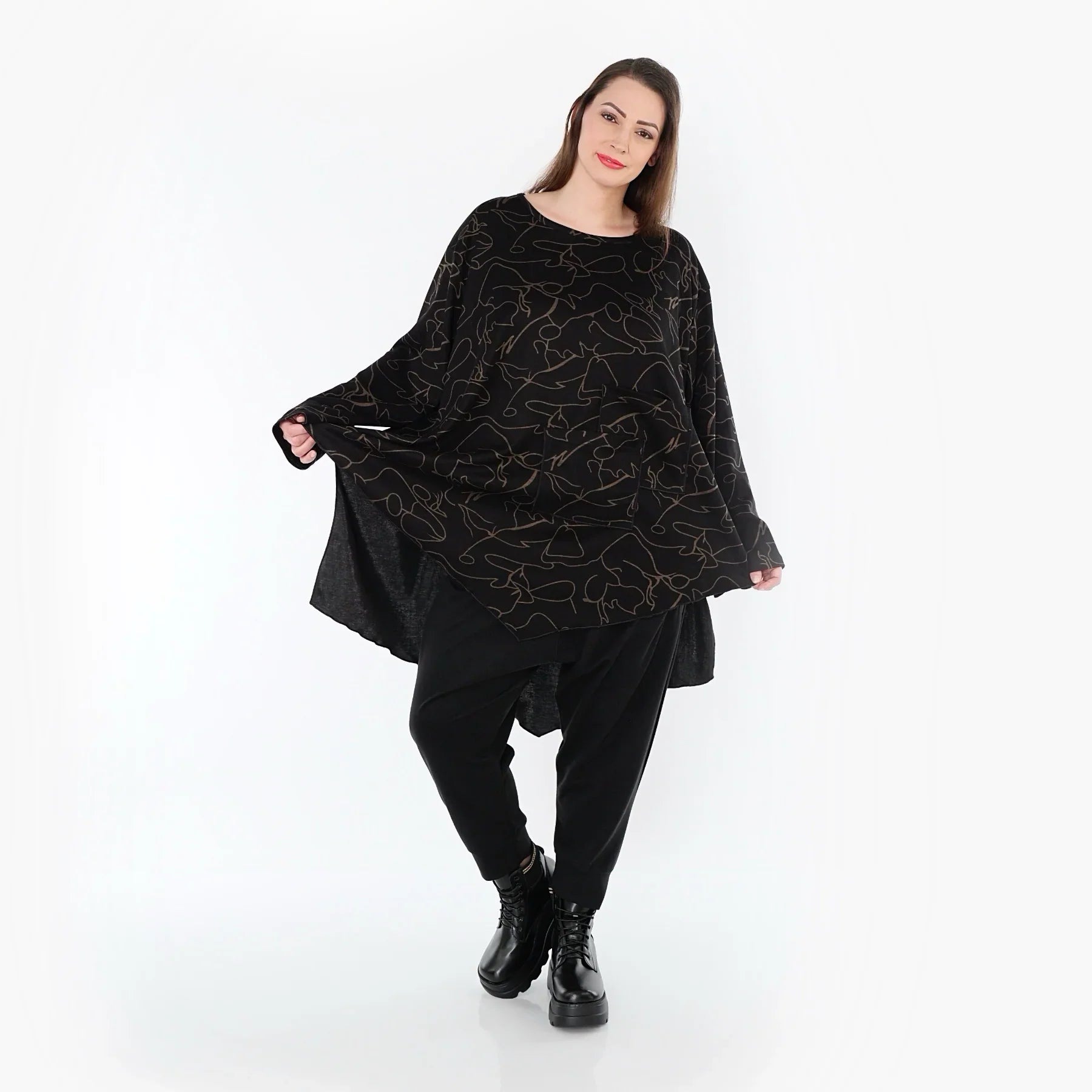 AKH Fashion 7138 Big Shirt, Noir-Marron