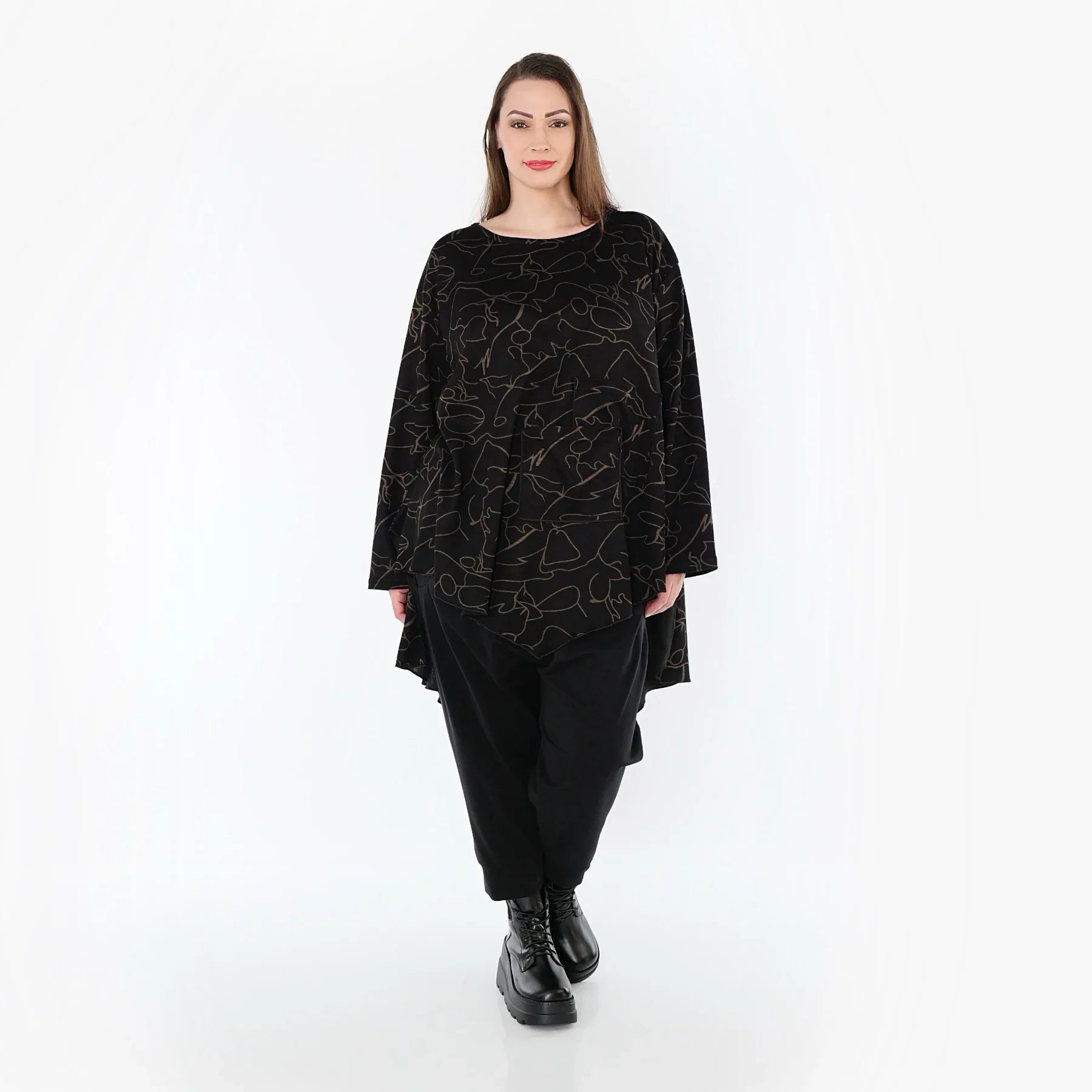 AKH Fashion 7138 Big Shirt, Noir-Marron