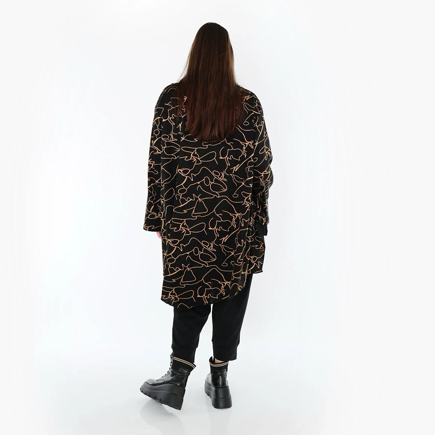 AKH Fashion 7138 Big Shirt, Schwarz-Orange