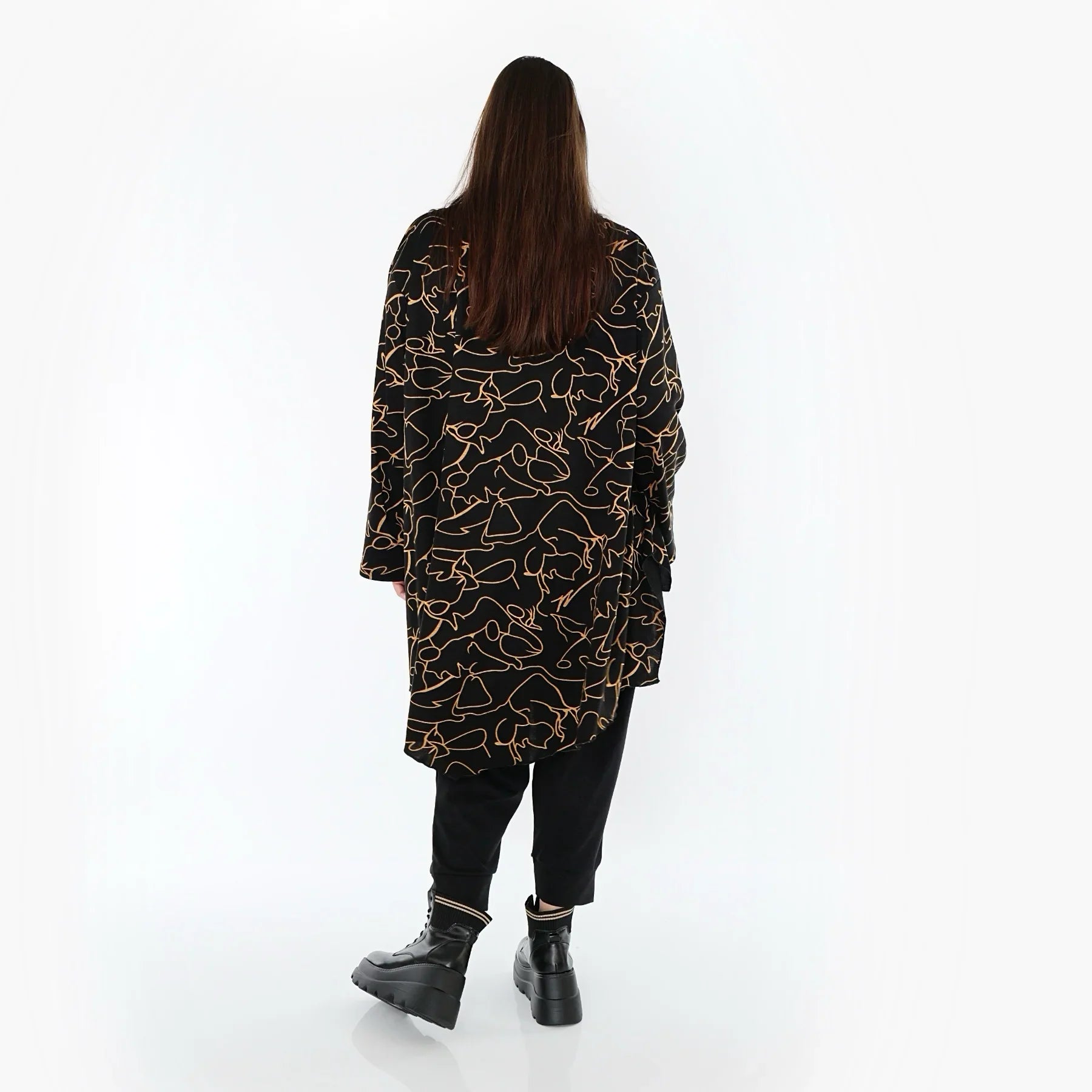AKH Fashion 7138 Big Shirt, Noir-Orange