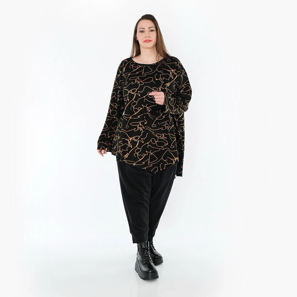 AKH Fashion 7138 Big Shirt, Noir-Orange