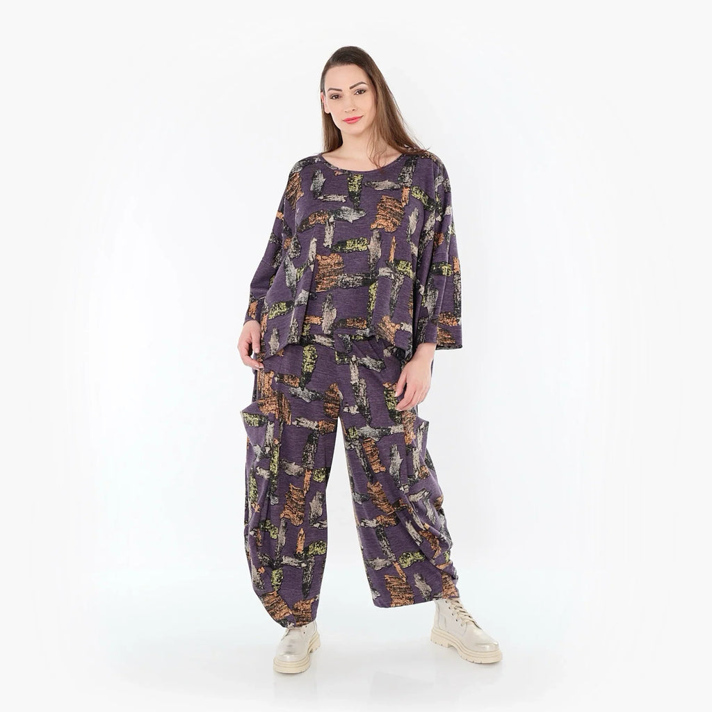 AKH Fashion 8069 Pantalon, Violet-Multi