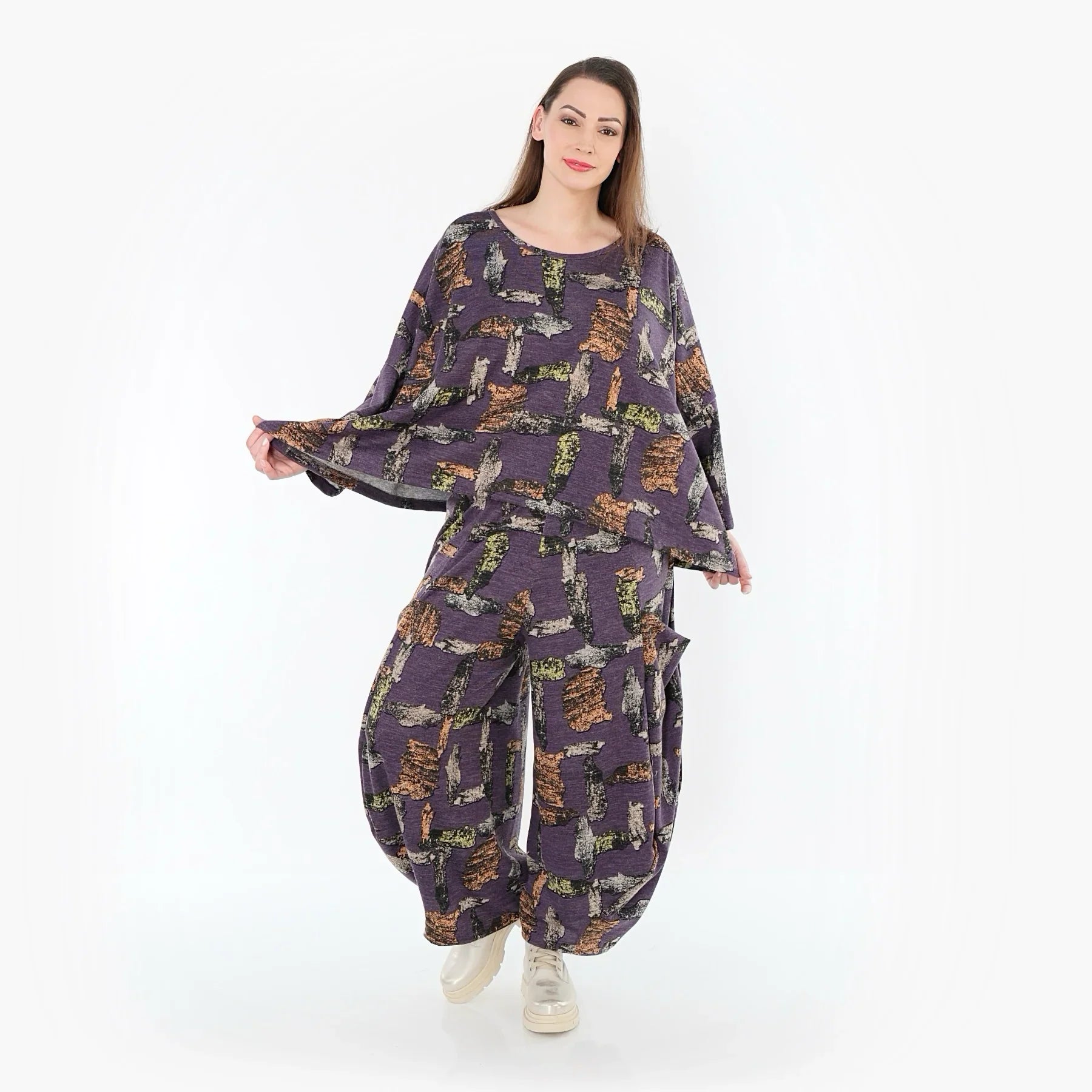 AKH Fashion 8069 Pantalon, Violet-Multi