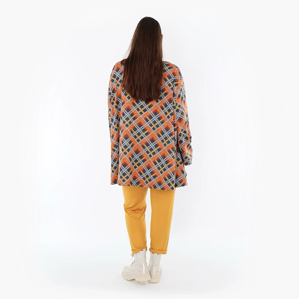 AKH Fashion 593 Grand T-shirt, Orange-Bleu-Gris