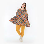 AKH Fashion 593 Grand T-shirt, Orange-Bleu-Gris