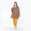 AKH Fashion 593 Grand T-shirt, Orange-Bleu-Gris