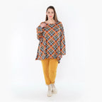 AKH Fashion 593 Grand T-shirt, Orange-Bleu-Gris