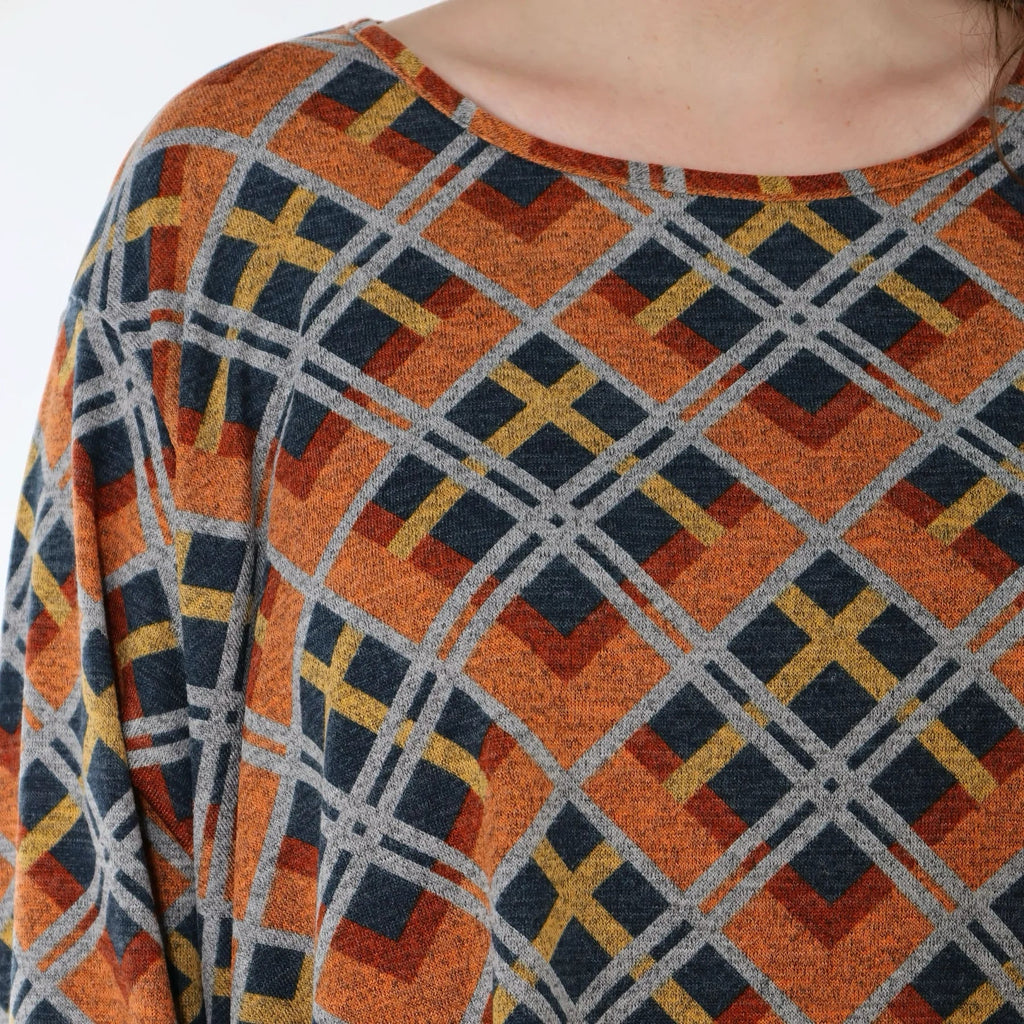 AKH Fashion 593 Grand T-shirt, Orange-Bleu-Gris