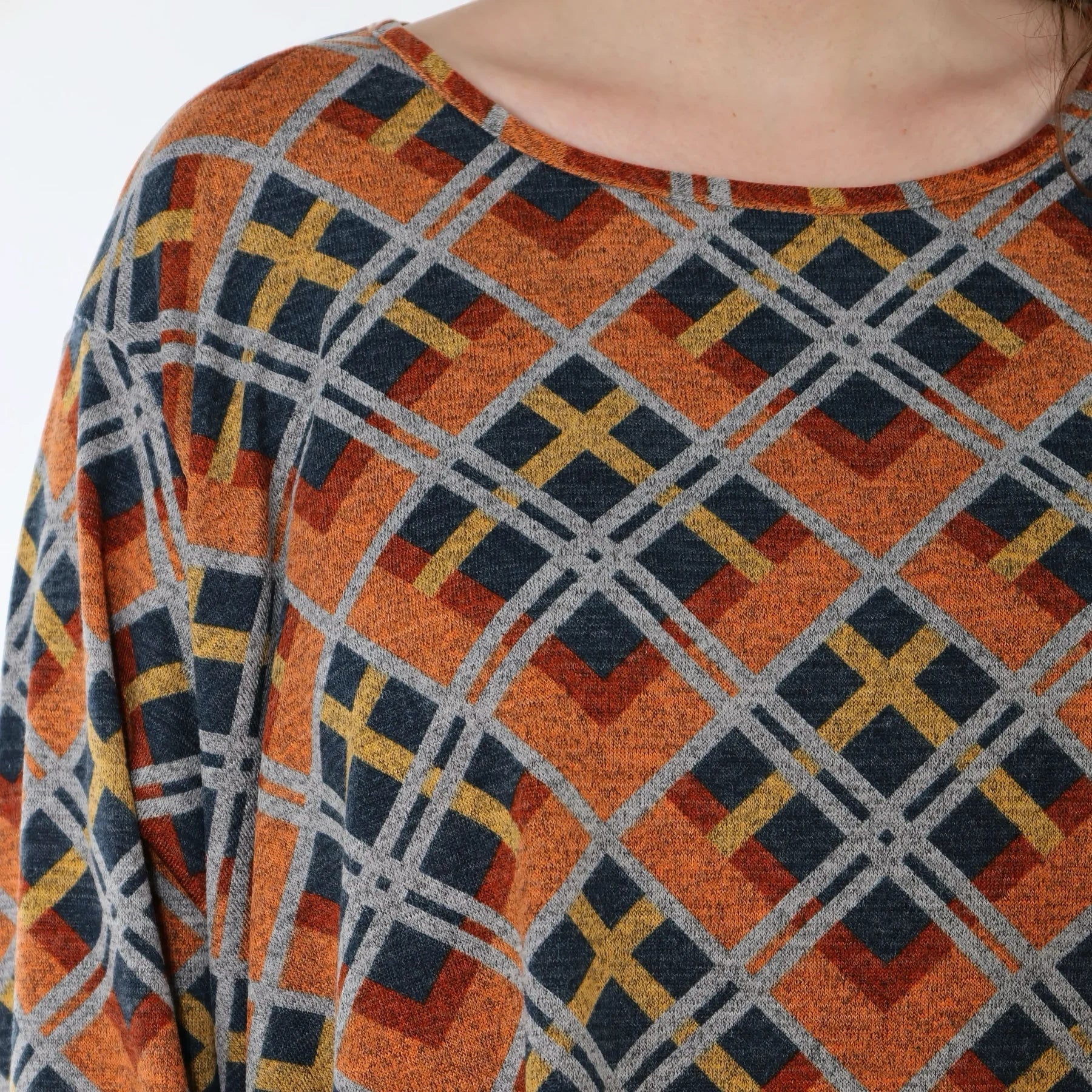 AKH Fashion 593 Grand T-shirt, Orange-Bleu-Gris