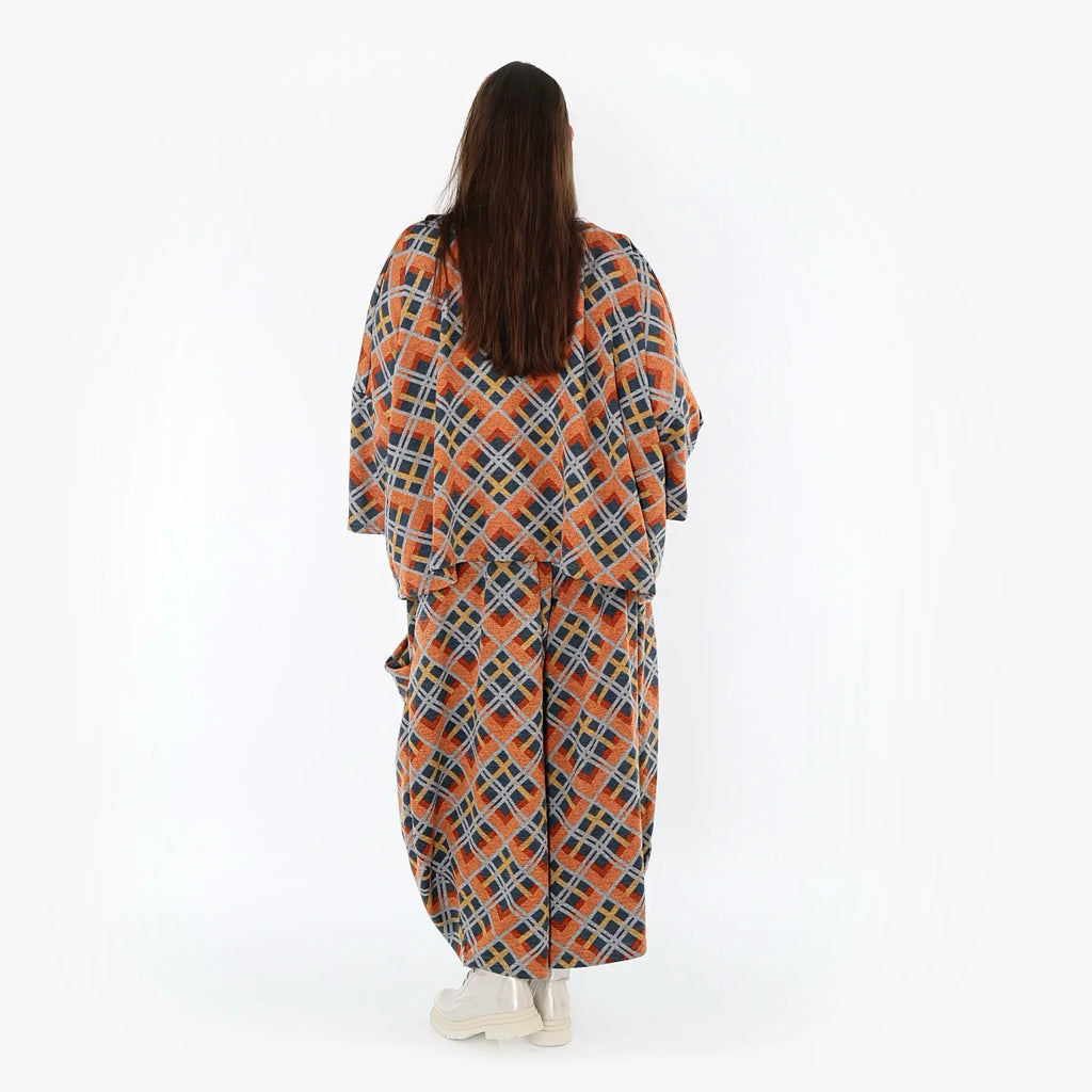 AKH Fashion 8069 Pantalon, Orange-Bleu-Gris