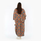 AKH Fashion 8069 Pantalon, Orange-Bleu-Gris