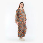 AKH Fashion 8069 Pantalon, Orange-Bleu-Gris