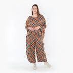 AKH Fashion 8069 Pantalon, Orange-Bleu-Gris
