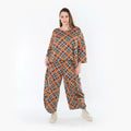 AKH Fashion 8069 Pantalon, Orange-Bleu-Gris