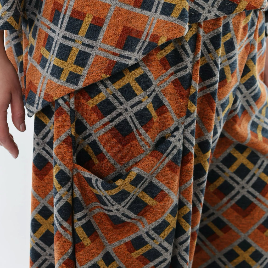 AKH Fashion 8069 Pantalon, Orange-Bleu-Gris