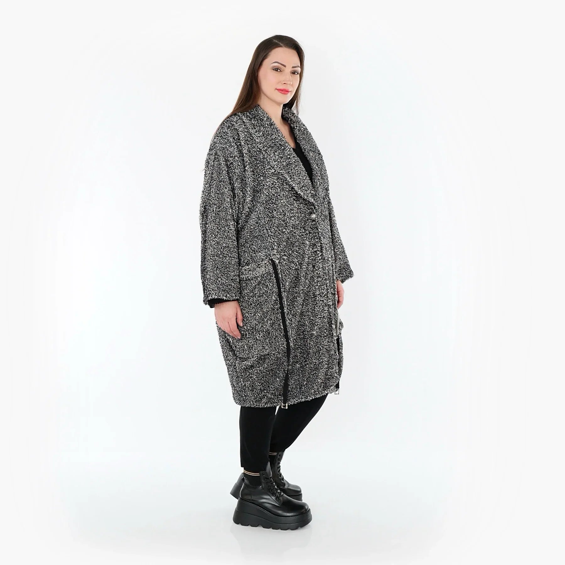 AKH Fashion 7164 Manteau, Noir et blanc