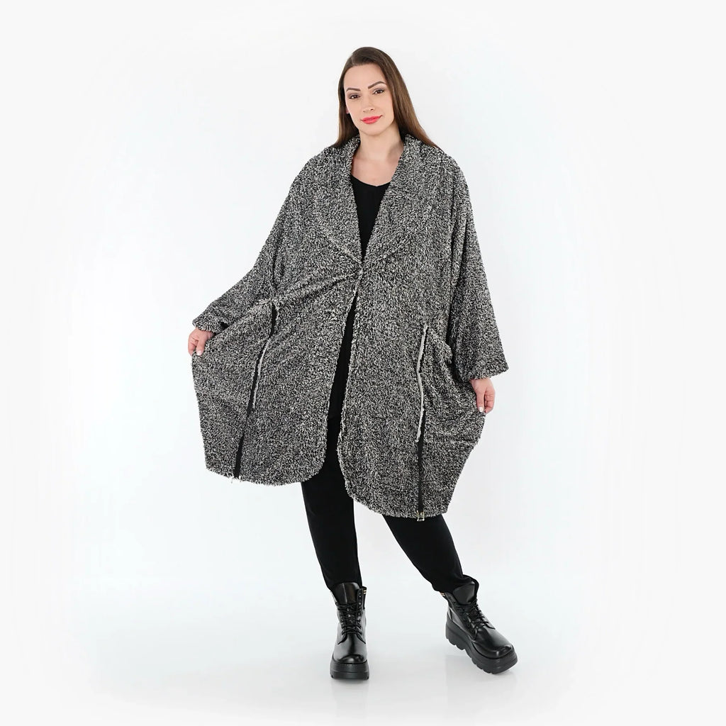 AKH Fashion 7164 Manteau, Noir et blanc