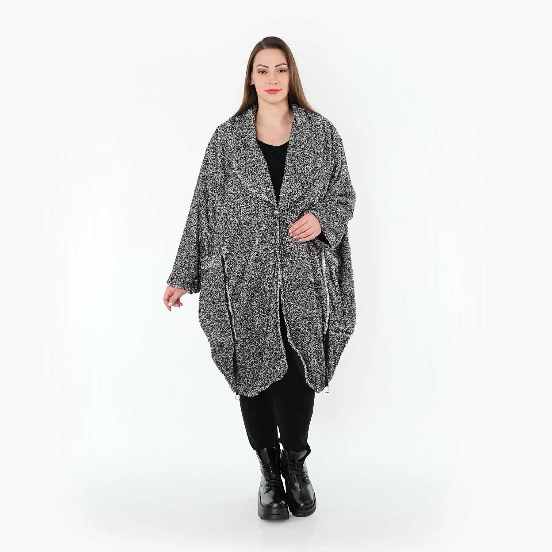 AKH Fashion 7164 Manteau, Noir et blanc