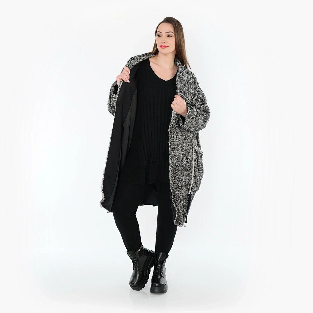 AKH Fashion 7164 Manteau, Noir et blanc
