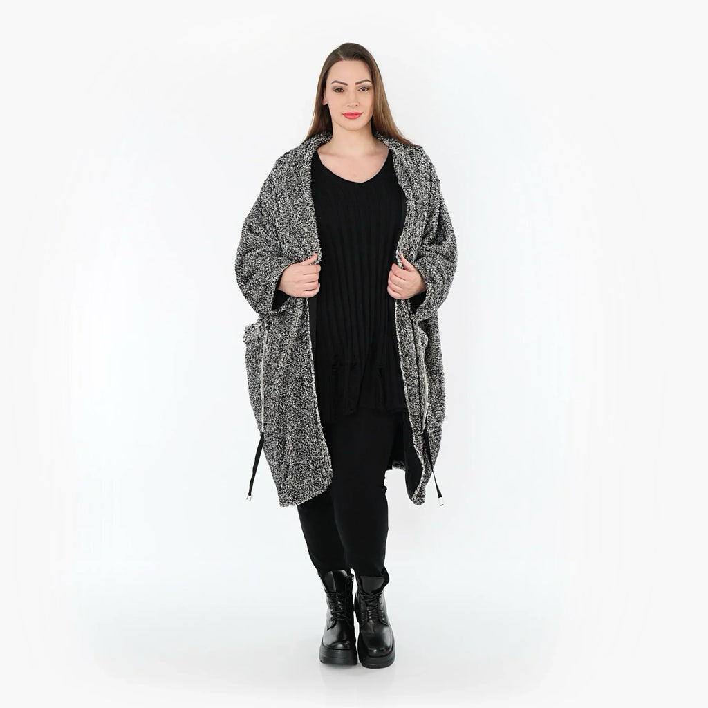 AKH Fashion 7164 Manteau, Noir et blanc