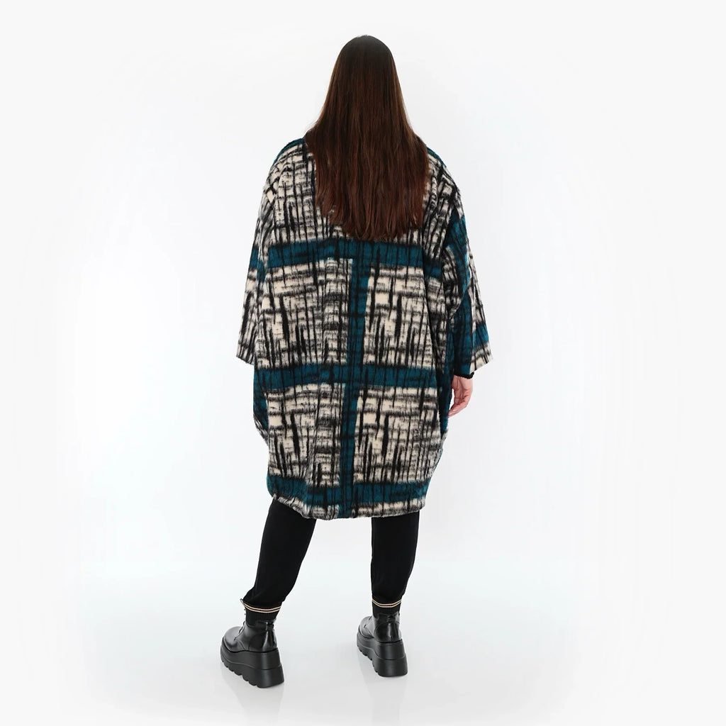 AKH Fashion 7164 Manteau, Noir-Écru-Pétrole