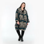 AKH Fashion 7164 Manteau, Noir-Écru-Pétrole