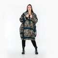 AKH Fashion 7164 Manteau, Noir-Écru-Pétrole