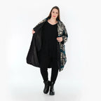AKH Fashion 7164 Manteau, Noir-Écru-Pétrole