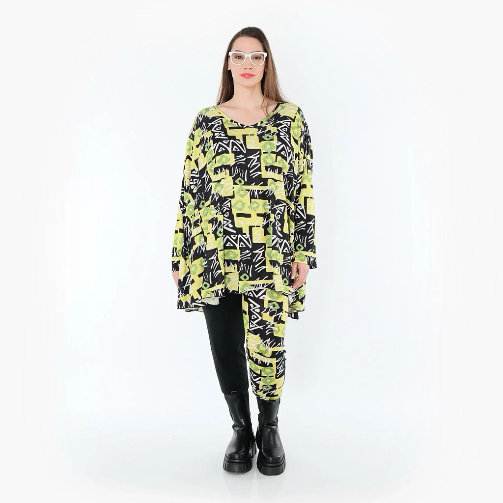 AKH Fashion 593 Big Shirt, jaune-multicolore