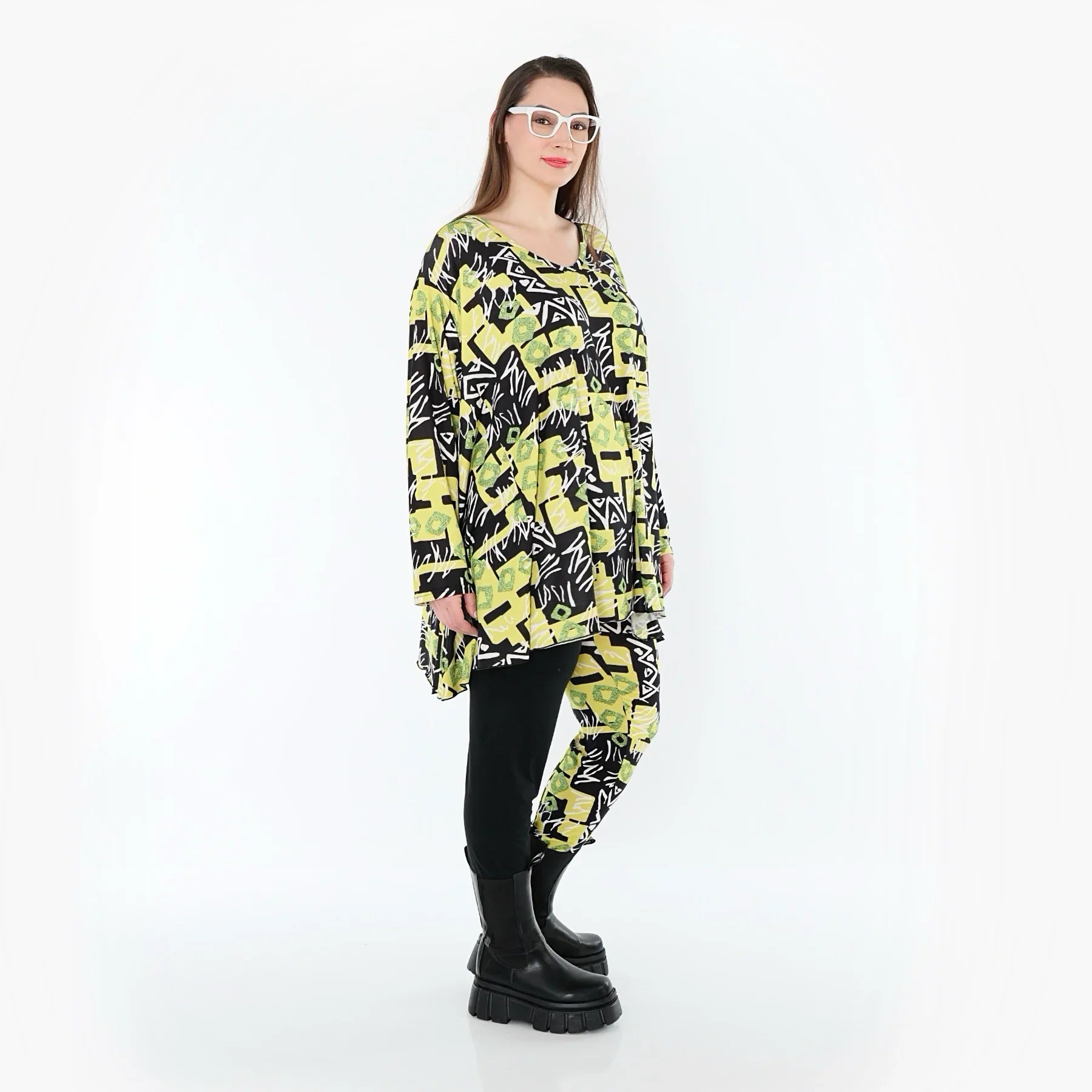 AKH Fashion 593 Big Shirt, jaune-multicolore