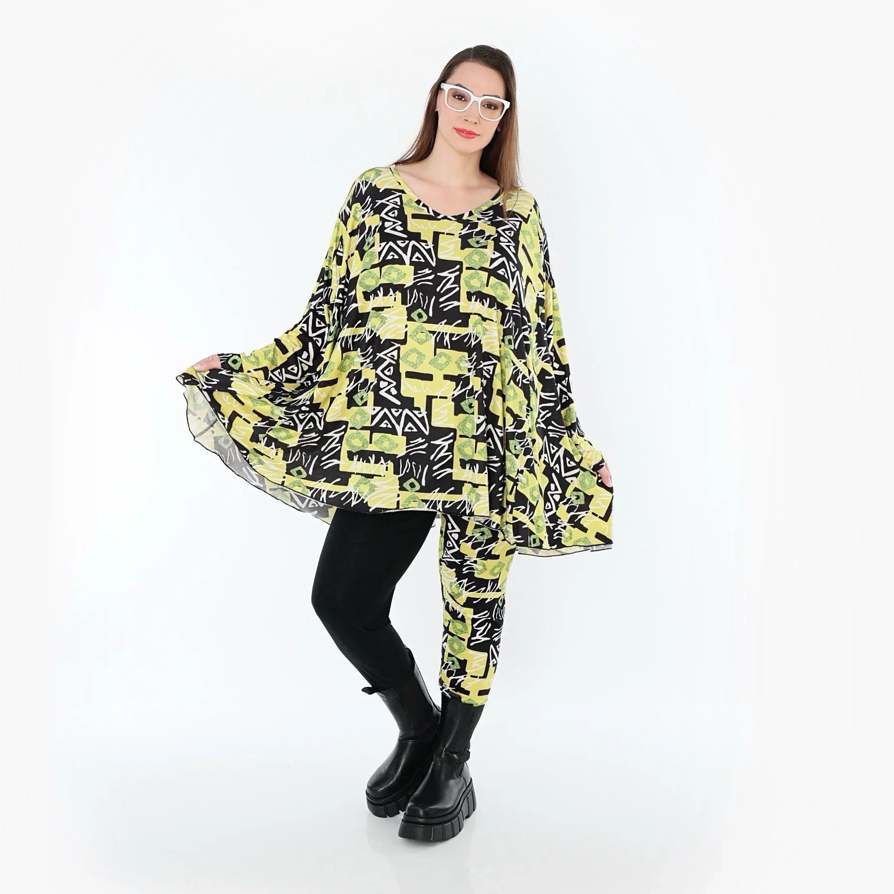 AKH Fashion 593 Big Shirt, jaune-multicolore