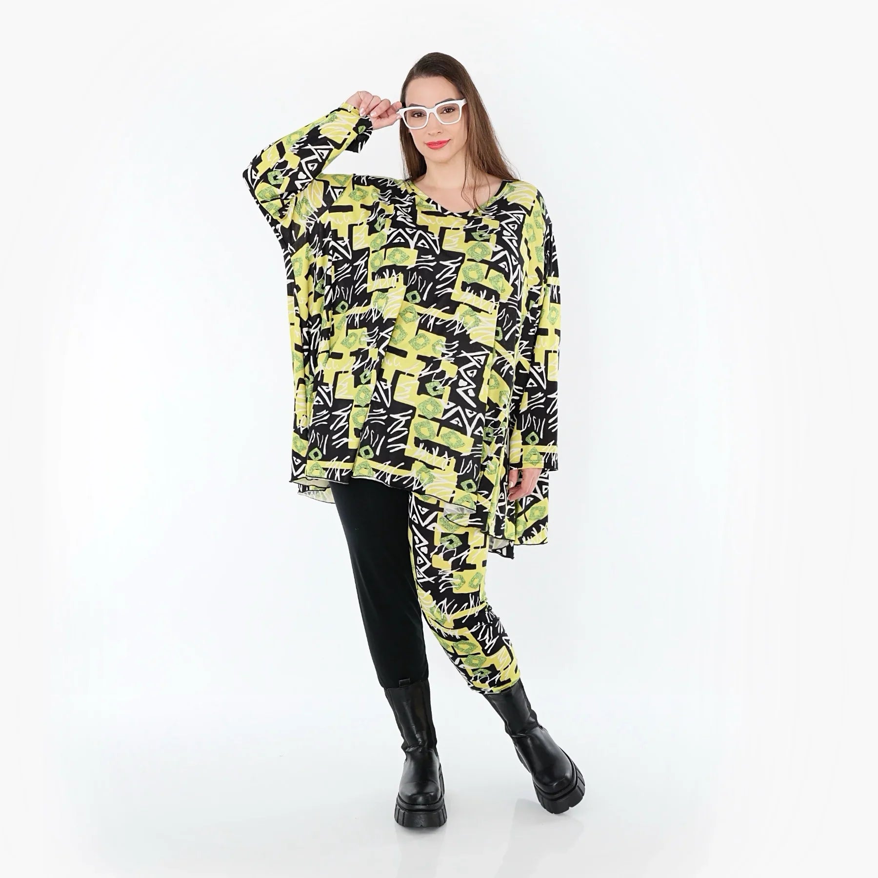 AKH Fashion 593 Big Shirt, jaune-multicolore