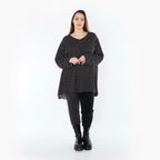 Chemise grande taille AKH Fashion 593, noire et blanche