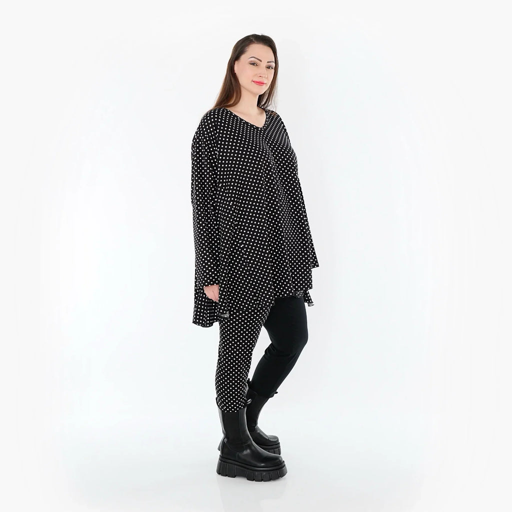 Chemise grande taille AKH Fashion 593, noire et blanche
