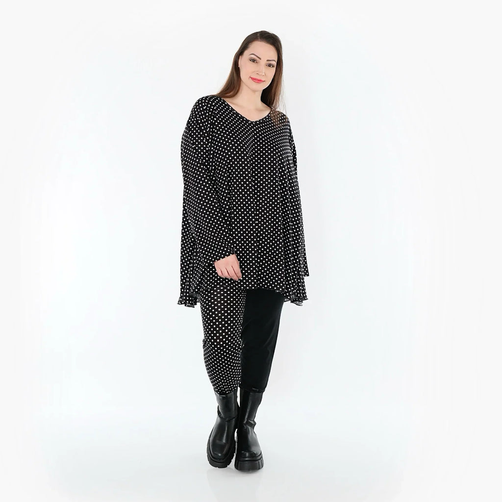 Chemise grande taille AKH Fashion 593, noire et blanche