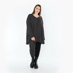 Chemise grande taille AKH Fashion 593, noire et blanche