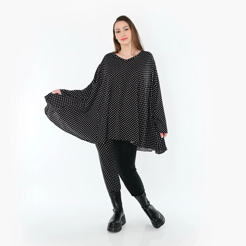 Chemise grande taille AKH Fashion 593, noire et blanche