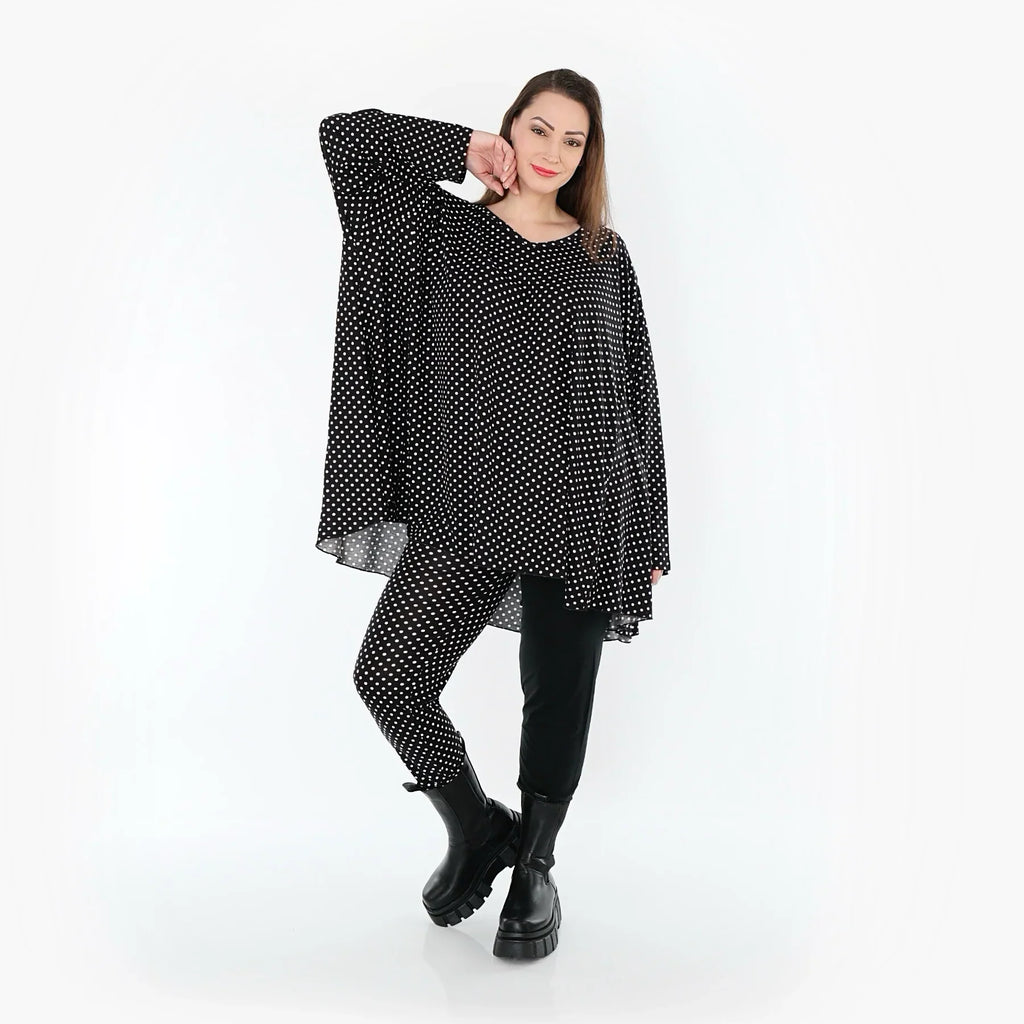 Chemise grande taille AKH Fashion 593, noire et blanche
