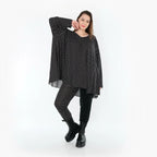 Chemise grande taille AKH Fashion 593, noire et blanche