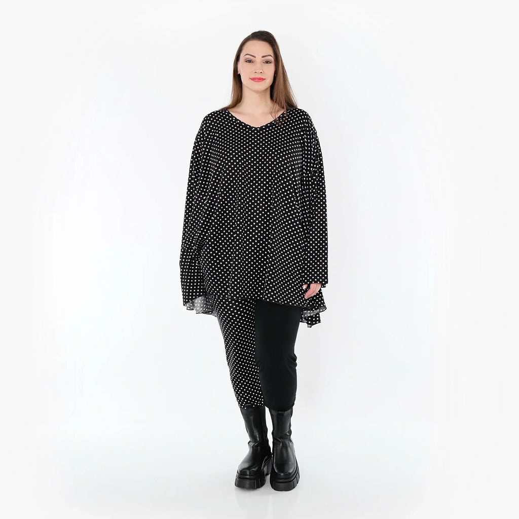 Chemise grande taille AKH Fashion 593, noire et blanche
