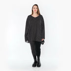 Chemise grande taille AKH Fashion 593, noire et blanche